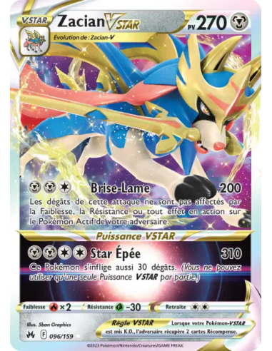 Zacian V STAR 096/159 - Carte Pokémon Epée et bouclier Zénith suprême [FR - Accueil | Keytwo.be votre boutique Pokémon de référe