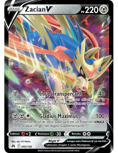 ZACIAN V 096/159 - Carte Pokémon Epée et bouclier Zénith suprême [FR - Accueil | Keytwo.be votre boutique Pokémon de référence