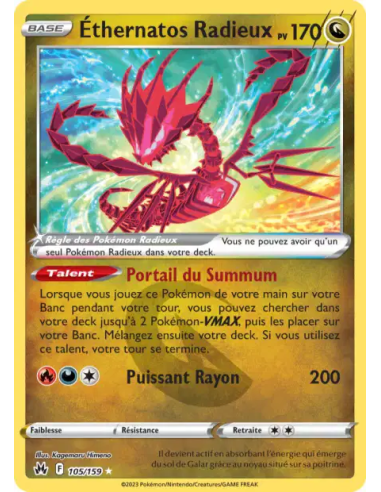 Ethernatos Radieux 105/159 - Carte Pokémon Epée et bouclier Zénith suprême [FR] - Accueil | Keytwo.be votre boutique Pokémon de 