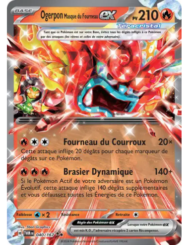 Ogerpon Masque du Fourneau EX 040/167 - Carte Pokémon Écarlate et Violet Mascarade Crépusculaire [FR] - Accueil | Keytwo.be votr