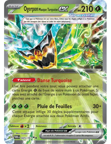 Ogerpon Masque Turquoise EX 025/167 - Carte Pokémon Écarlate et Violet Mascarade Crépusculaire [FR] - Accueil | Keytwo.be votre 
