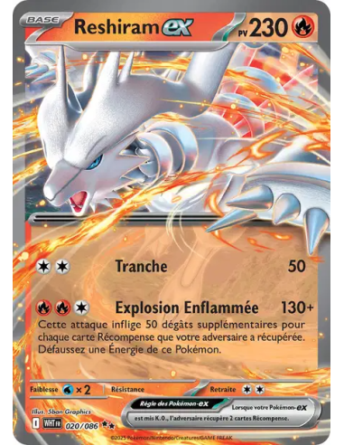 Reshiram EX 20-86 - Carte Pokémon Écarlate et Violet Flamme Blanche [FR] - Accueil | Keytwo.be votre boutique Pokémon de référen