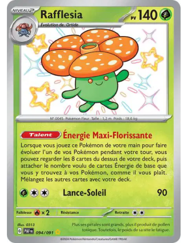 Rafflesia 94-91 - Carte Pokémon Écarlate et Violet Destinées de Paldea [FR] - Accueil | Keytwo.be votre boutique Pokémon de réfé