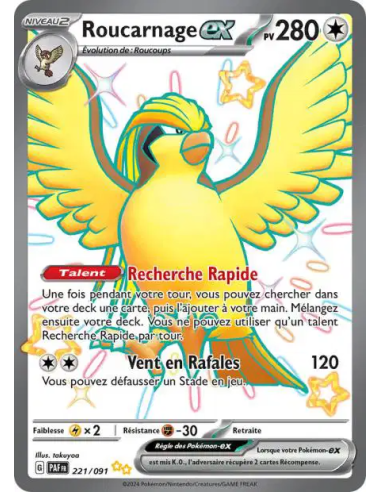 Roucarnage EX 221-91 - Carte Pokémon Écarlate et Violet Destinées de Paldea [FR] - Accueil | Keytwo.be votre boutique Pokémon de