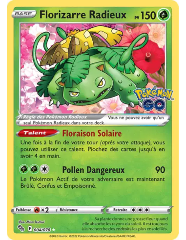 Florizarre Radieux 4-78 - Carte Pokémon Épée et Bouclier Pokémon GO [FR] - Accueil | Keytwo.be votre boutique Pokémon de référen