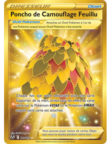 Poncho de Camouflage Feuillu 214-195 - Carte Pokémon Épée et Bouclier Tempête Argentée [FR] - Accueil | Keytwo.be votre boutique
