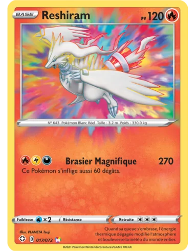 Reshiram Amazing Rare - Carte Pokémon 017/072 EB 4.5 Destinées Radieuses NEUVE FR - Cartes Pokémon Françaises | Keytwo.be votre 